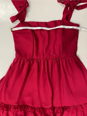 Lucy in the Sky Burgundy Wine Tie Strap Ruffle Mini Dress M Wedding Guest Party thumbnail 5