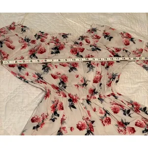 Abercrombie & Finch Ivory floral off shoulder rayon bell sleeve romper Size M thumbnail 9