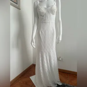 Lulus White Lace Bustier Maxi Dress – Size L – Stretch Fit Bridal Gown – New thumbnail 7