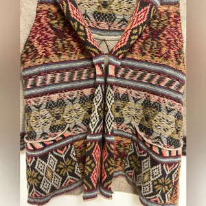 Free‎ People Tan Wool Blend Aztec Cardigan Size Small thumbnail 4