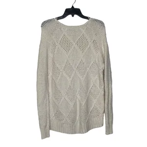 American Eagle Open Knit Sweater Size‎ Small Cream Cotton Wool Stretch Blend thumbnail 9