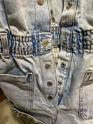 ZARA Light Blue Acid‑Wash Denim Romper – Size XS (Fits Small) thumbnail 5