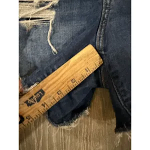 American Eagle High V-Rise Shortie Distressed Denim Shorts Size 16 Blue Stretch thumbnail 7