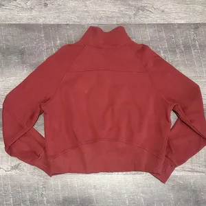 Boutique Stand Collar Half Zip Sweatshirt Women XL Rust Ribbed Thumbhole thumbnail 5