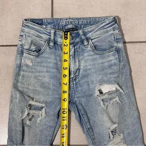 American Eagle Distressed Hi-Rise Jegging Crop Light Blue Women's Jeans size 4‎ thumbnail 8