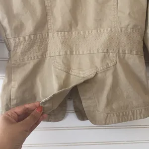 DKNY Jeans Jacket Small Khaki‎ Tan Utility Zip Up Multi Pocket 3/4 Sleeve thumbnail 8