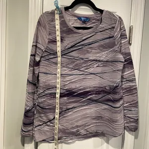 Simply Vera Size L Purple Tie Dye Textured Embroidered Long Sleeve Top thumbnail 9
