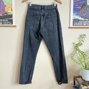 AGOLDE Riley High Rise Straight Crop Jeans Washed Black‎ 100% Cotton Size 24 thumbnail 2