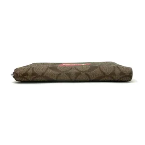 Coach Medium Id Zip Wallet Signature Canvas Wild Strawberry Khaki Red CH529 thumbnail 7