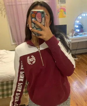 PINK - Victoria's Secret Maroon Quarter Zip thumbnail 1