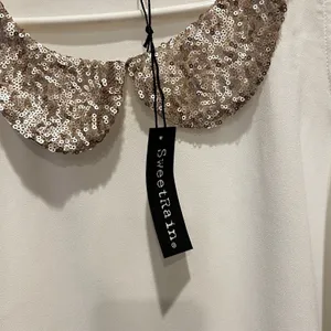 NWT Sweet Rain Womens White Sleeveless Sequin Peter Pan Collar High Low‎ Top L thumbnail 4
