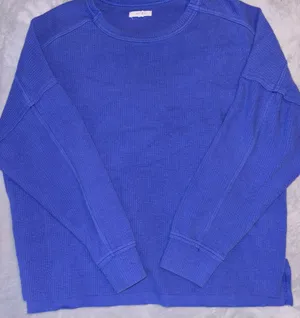 Crewneck Sweater Maurices Pullover Medium Periwinkle Raw Hem thumbnail 2