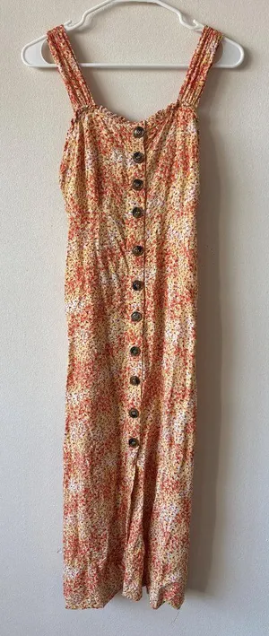 Japna Orange Patterned Dress - Size Small thumbnail 1