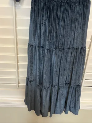 Baltic Born Blue Vivaldi Smocked Velvet Midi Dress Size Medium thumbnail 5