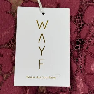 WAYF Aubergine Lace Dress Floral Cap‎ Sleeve Lined Party Cocktail Small thumbnail 5