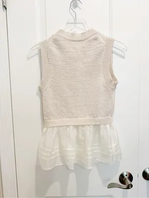ASTR THE LABEL Sheer Peplum Sweater Vest Cream White size Small Voile Sleeveless thumbnail 5