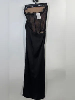 NBD Nalani Łące Corset Bustier Draped Black Maxi Gown Dress thumbnail 9