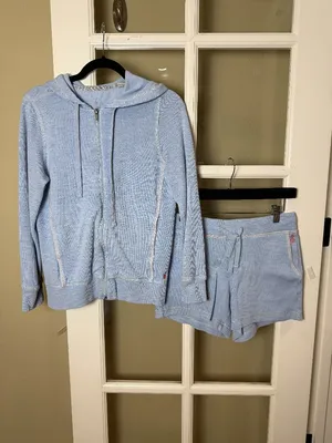 Tommy Bahama Waffle Knit Tobago Bay Full Zip Hoodie & Shorts Set Size XS/Small thumbnail 2