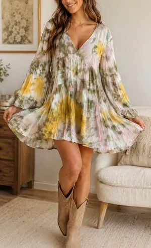 Young Fabulous and Broke Flowy Bell Sleeve Dress thumbnail 1