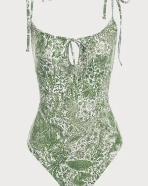 BERLOOK Retro Floral Drawstring Ruched One-Piece Swimsuit 48 thumbnail 6
