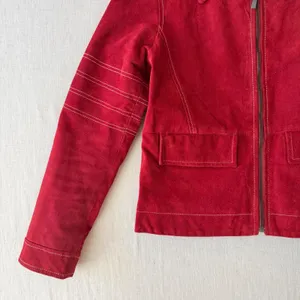 Olly London Moto Suede Zip Front Jacket Women Small Red thumbnail 13