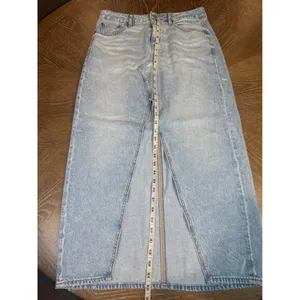 American Eagle Low Rise Maxi Denim Skirt Light Wash Front Slit Size 4 Western thumbnail 8