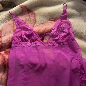 Victoria's Secret MD magenta fuchsia pink net baby doll thumbnail 2