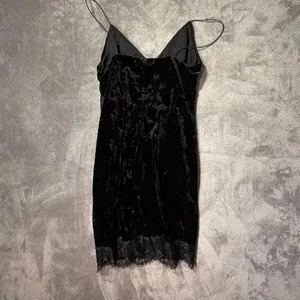 Topshop Black Velvet Lace Trim Slip Dress Mini Spaghetti Strap Party Dress US 6 thumbnail 6