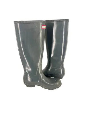 Hunter Original Tall Gloss Rain Boots Womens Gray Size US 6 EU 37 thumbnail 3