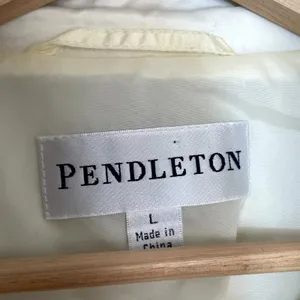 Pendleton white quilted full zip jacket pockets nylon blend women's size L spot thumbnail 6