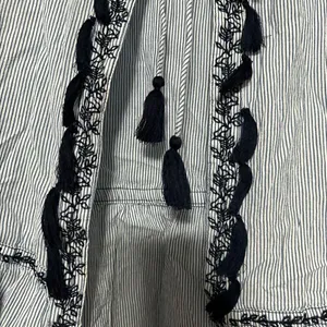 Westport blue/navy blue striped cardigan style top thumbnail 3