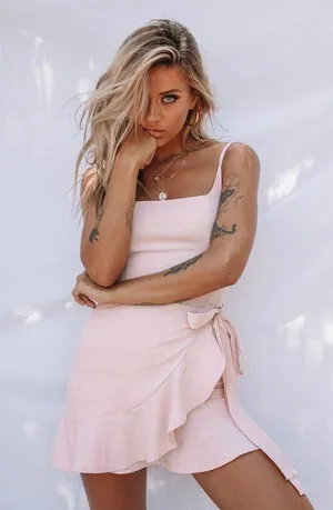 Princess Polly Blush Cottage Hill Mini Wrap Dress thumbnail 7