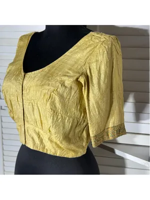 Vintage 60s peasant top mustard yellow medieval maid cosplay Ren Fair costume S thumbnail 5