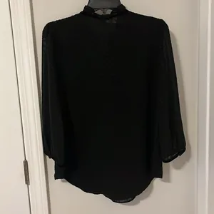 Ann Taylor black polka dot key hole blouse in size Medium thumbnail 6