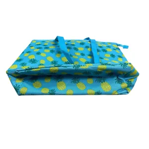 Tropical Blue Pineapple Print Lunch Tote Bag Beach Pool Travel Insulated Bag thumbnail 3