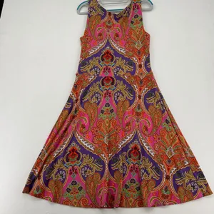 Lauren‎ Ralph Lauren Pink Purple Paisley Faux Wrap Dress Sleeveless Small thumbnail 5