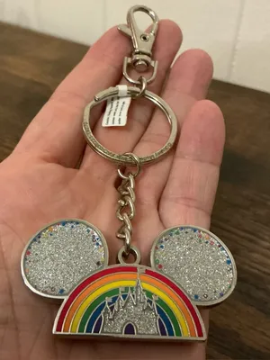 A Rare HTF Disney Pride Collection Mickey Mouse Ear Hat Keychain Keyring Key Fob thumbnail 1