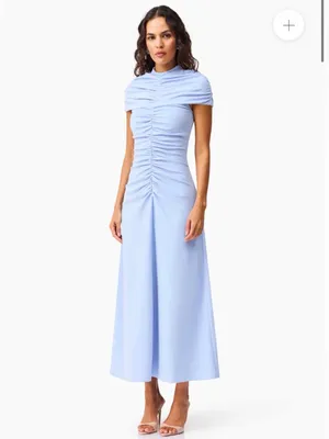 NWT Valencia High Neck Maxi Dress in Blue Size M thumbnail 3