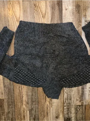 Free People Sweater Womens Small Gray Mock Neck Pullover Chunky-Knit Bobble thumbnail 3