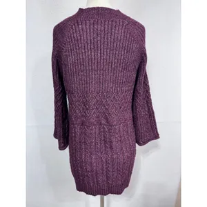 Cabi Small‎ Purple Tunic Sweater Women's V-Neck Cable Knit Bell Sleeve thumbnail 7