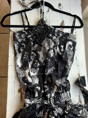 black and white lace print romper thumbnail 8
