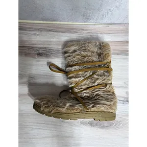 Lower East Side Wonens 11-12 Fuzzy‎ Faux Fur Winter Boots Lace Up Moccasin Style thumbnail 3
