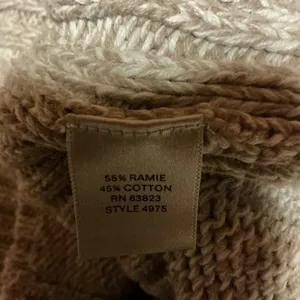 Y2K Christopher & Banks Oatmeal Zip Cardigan L Ramie Cotton Knit Sweater thumbnail 4