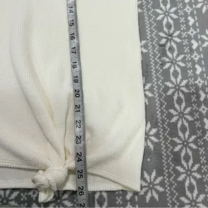 New Madewell Ribbed‎ Long Sleeve Knot-Front Top Ivory XXL Minimalist Casual thumbnail 7