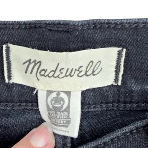 Madewell Mid-Rise Kick Out Black Cropped Stretch Denim Jeans Sz 31T thumbnail 4