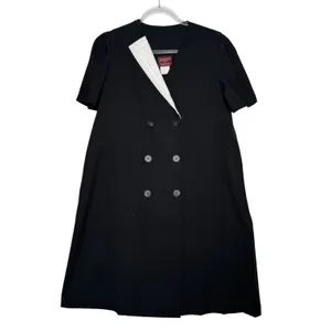 1990s Jeanette Maternities Black Minimalist Swing Dress Medium to Large thumbnail 2