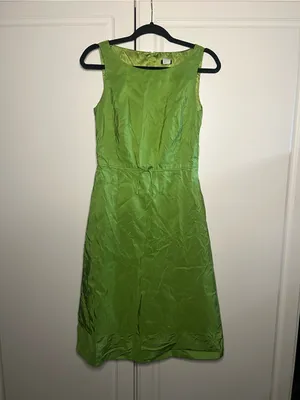 Vintage Y2K J.Crew 100% Silk Chartreuse Green Dress thumbnail 4