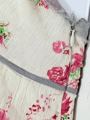 Vtg Free People Floral Tiered Boho Cottagecore crochet Cami Pink & Green 8 thumbnail 3