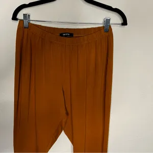 Yak N Yeti Rust Orange Pull On Boho Bell‎ Bottom Flare Asymetrical Hem Pants thumbnail 3