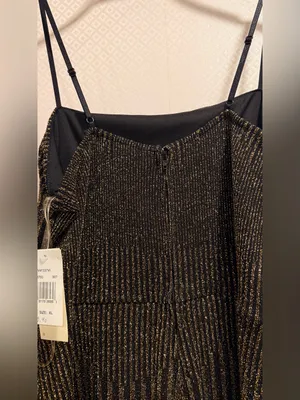 NWT ROW A Metallic Black and Gold Sparkle Sleeveless Night Outfit Mini Dress thumbnail 6